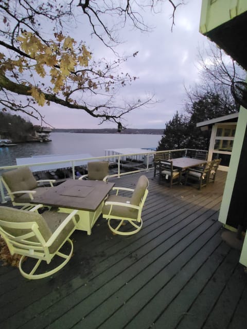 Back Deck with BBQ Grill, Patio Table, and Fire Pit Table