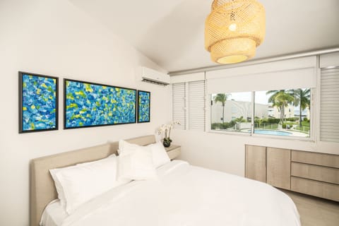 Master bedroom with pool view