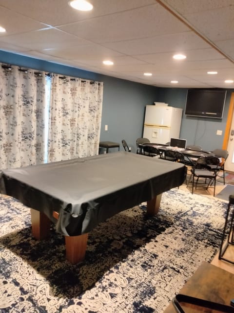 1st Fl. pool table, 8 person poker table & refridgerator