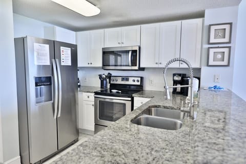 Fully stocked kitchen.