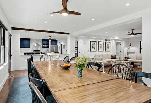 The DR, LR, and kitchen all flow into each other. The DR overlooks the park.