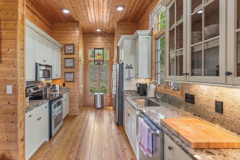 Kitchen is loaded with cookware, and spices so you can cook and bake with ease.