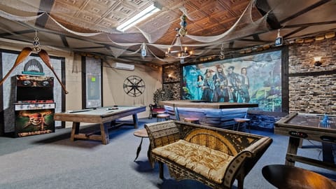 Immerse in Pirates of the Caribbean adventure with themed decor and elements.