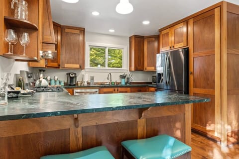 Sandstone counters in open kitche