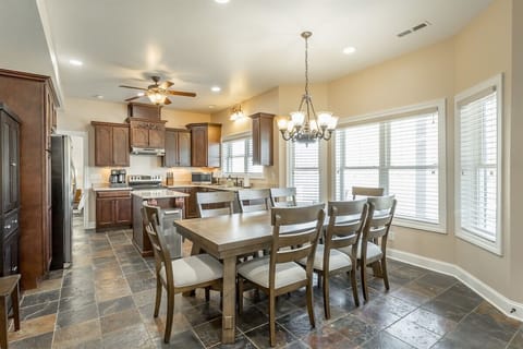 Downstairs Dining Table and Kitchen