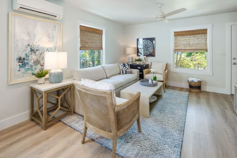 Beautiful living room with sleeper sofa for a guest!