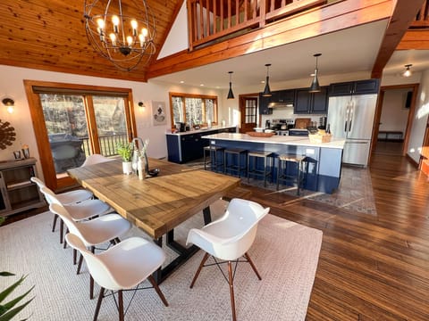 The dining table has enough seating for 10.