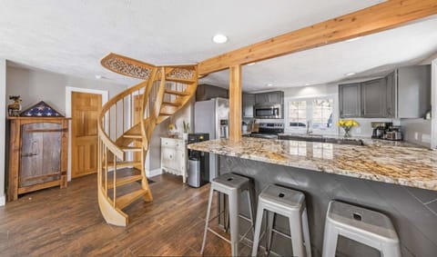 Spiral staircase to master bedroom