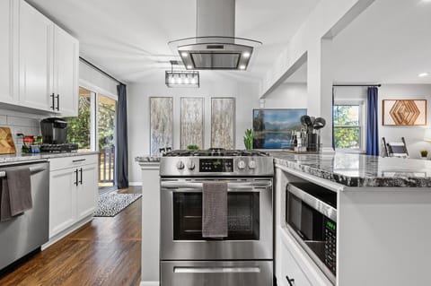 Stove and microwave.