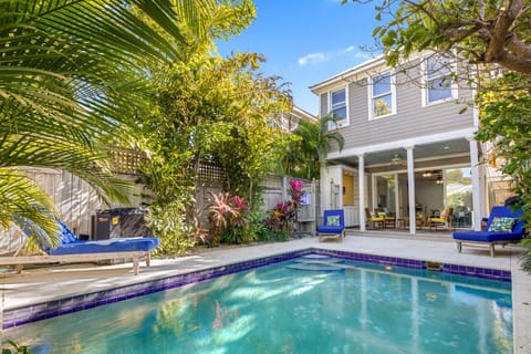Heated pool in the winter month