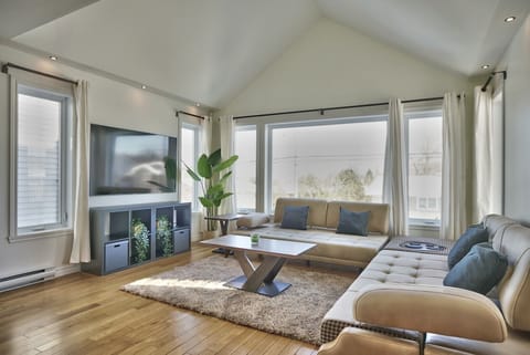 Livingroom with cathedral ceiling