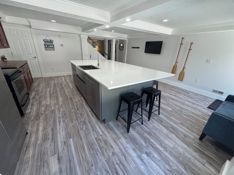 Lots of room in this newly remodeled kitchen. Cook and stream at the same time!