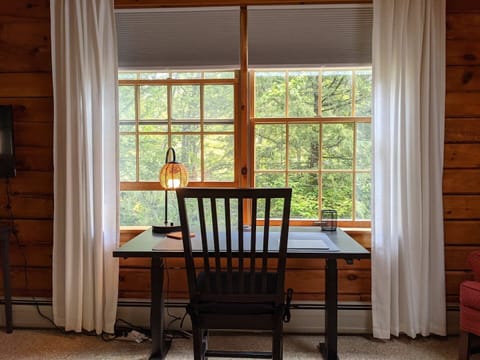 Adjustable height desk for working remotely.