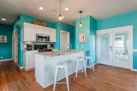 Upstairs kitchen to cook the catch of the day