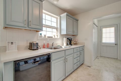 Fully stocked kitchen.