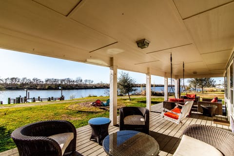 

long Patio with river views