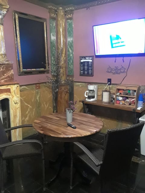 Cafe. off the kitchen. coffee and creamer and tea provided free of charge. 