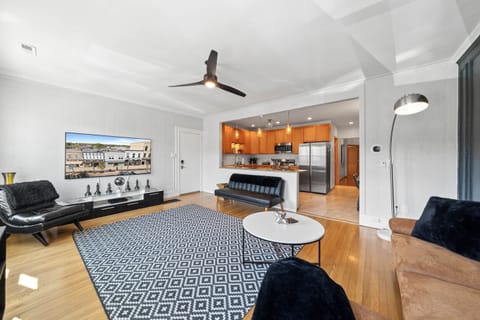 Living room with large Roku Smart T.V.