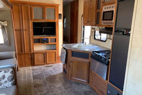 The fully-equipped kitchen.