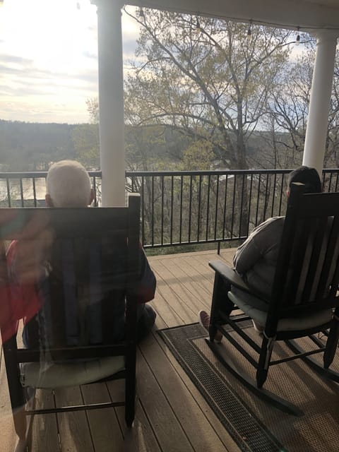 Enjoying the view from the top deck. 