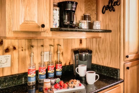 Coffee bar with Ninja for morning smoothies!