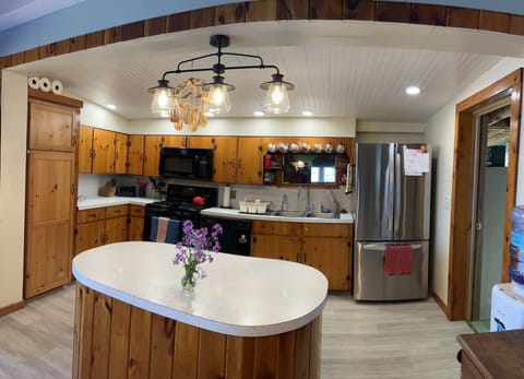 Kitchen, door to the back porch to the right. 