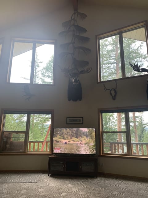 Vaulted ceilings and wall of windows