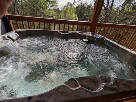 Enjoy the sunsets from the crystal clean hot tub