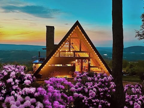 A-frame at sunset 