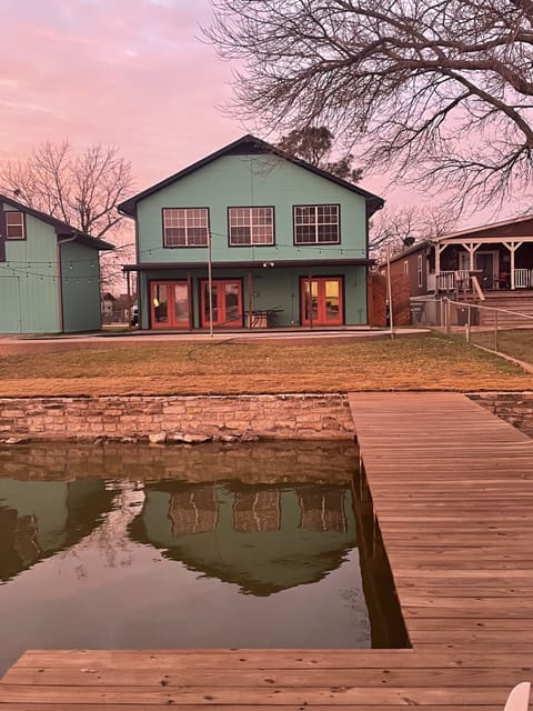 Boat dock looking back to lake house