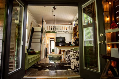 The view of the living area from the screened in porch.