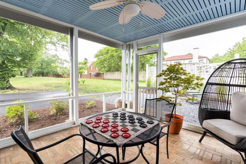 "The screened porch was a delight for morning coffee or evening checkers."