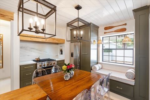 Eat-in kitchen with reading nook.