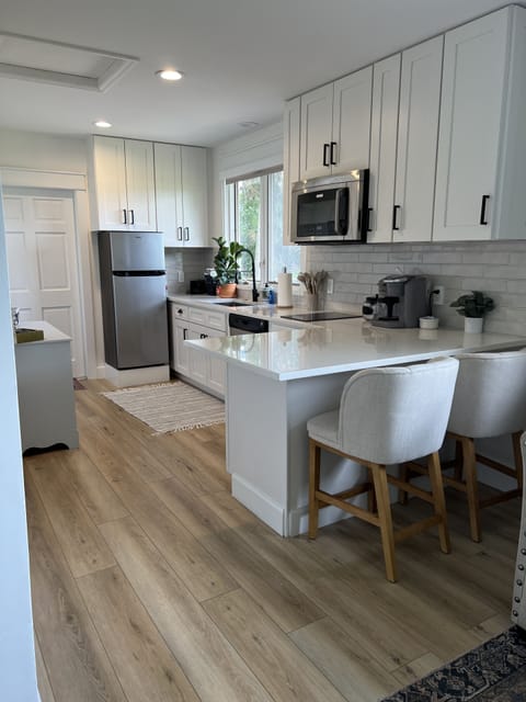 Kitchen has pots/pans, utensils you’ll need for cooking