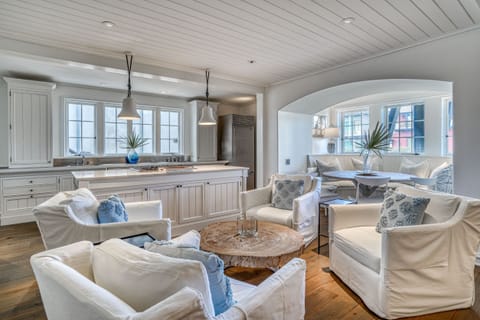 1st floor living, dining, and kitchen areas