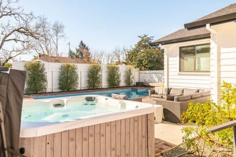 Hot tub is heated and available year round.