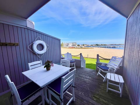 Private deck off the living room