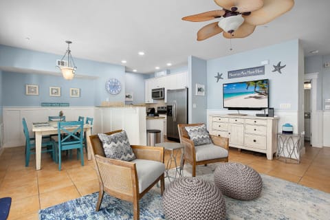 Living area has LED smart TV, wireless internet throughout & a queen sleeper sofa