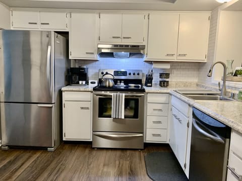 Kitchen with stainless steel appliances