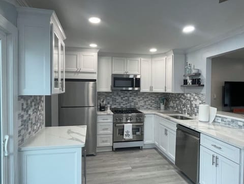 Brand-new, high-end, spacious kitchen with a z-line gas stove