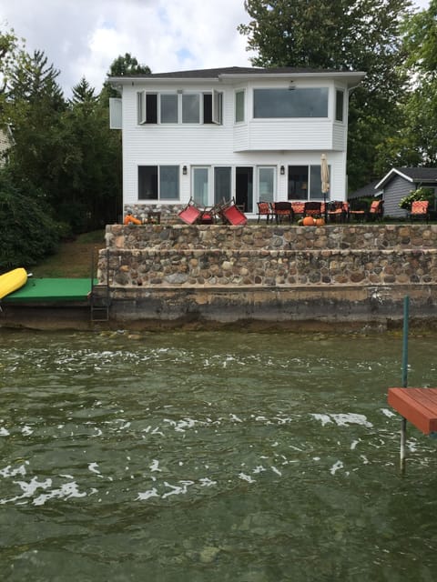 Custom stone wall and private boat ramp for small crafts