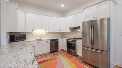 Generously sized, well equipped kitchen can accommodate many chefs