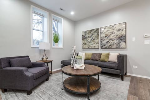 Living Room / Fully stocked kitchen