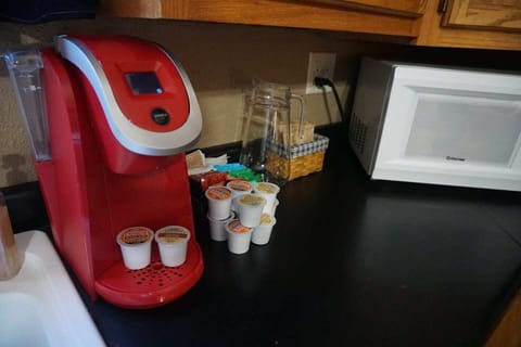 Kurig and regular coffee pot available with coffee