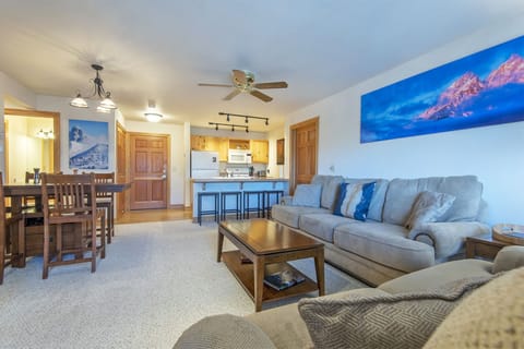 Living, Dining and Kitchen featuring magnificent photography and cozy furniture