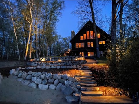 The calm of the night with a subtle glow of the landscape lights 