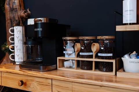 Enjoy a cup of coffee while sitting and lookings at the peaceful Fawn Lake!