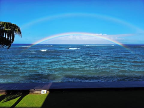 Step onto your private lanai and take in sweeping views of the Pacific, neighboring islands, and the lush West Maui Mountains—where passing rain showers often give way to breathtaking rainbows stretching across the sky.