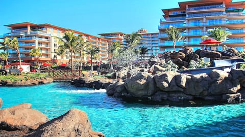 3 Acre aquatic water park with 9 pools and hot tubs, Family Pool and slide above