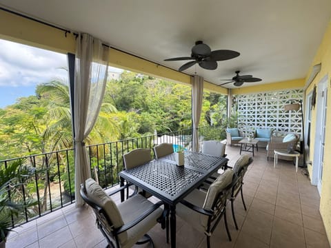 Comfortable veranda seating for sunset watching.
